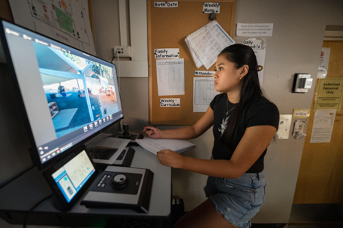student using observation lab computer