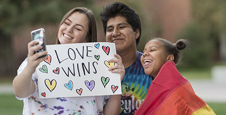 Students smile at Chico Pride