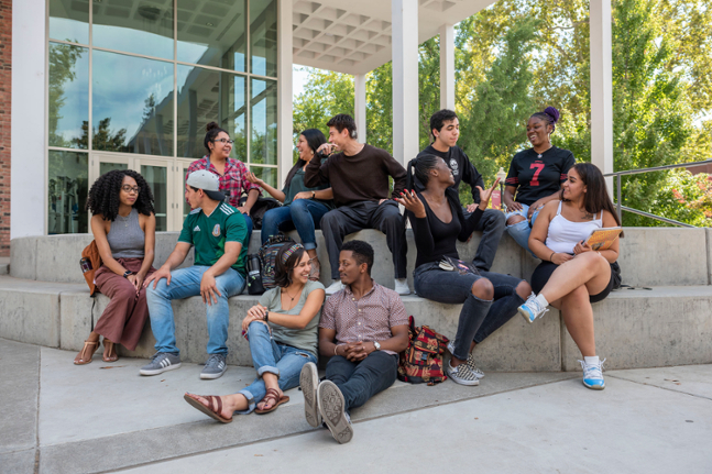 Students sitting at the BMU Commons.
