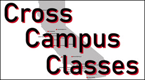 Cross Campus Classes text overlay over map of California