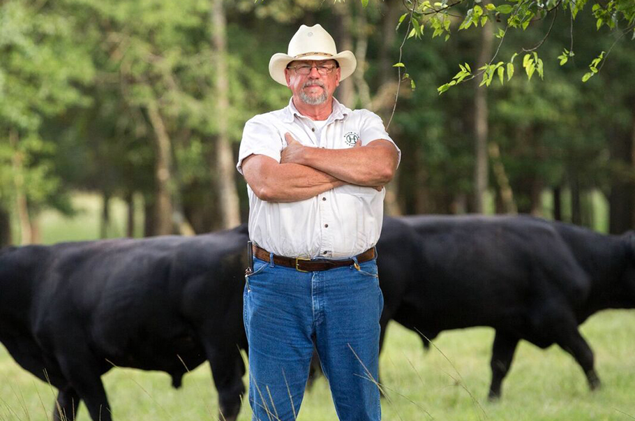 Will Harris in front of his cattle