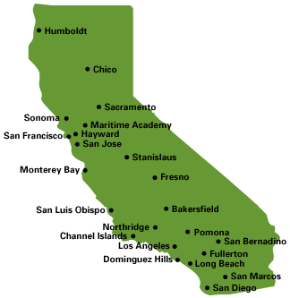 Map of California Displaying locations of 