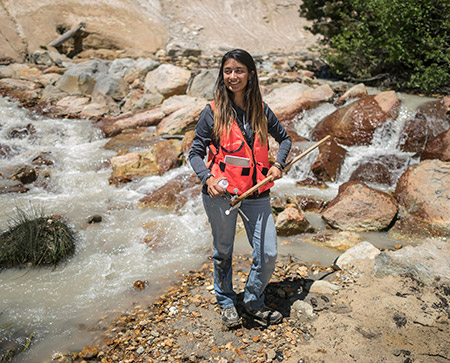 Girl working with water at Mt. Lassen