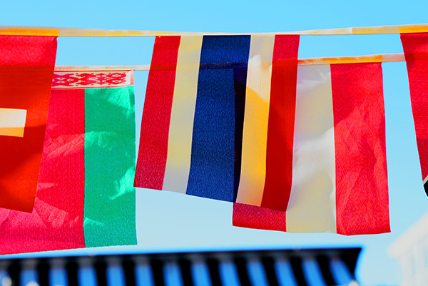 Different countries' flags.