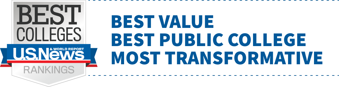 Best Colleges Ranking logo, Best Value, Best Public College, Most Transformative
