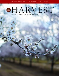 Magazine cover featuring almond orchard in bloom