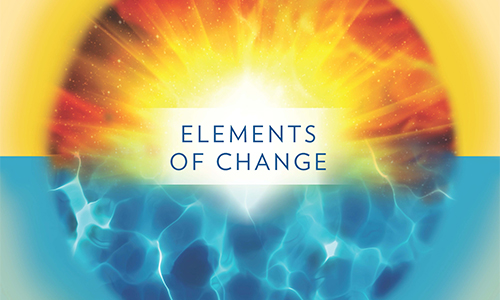 elements of change title in a fire and water graphic