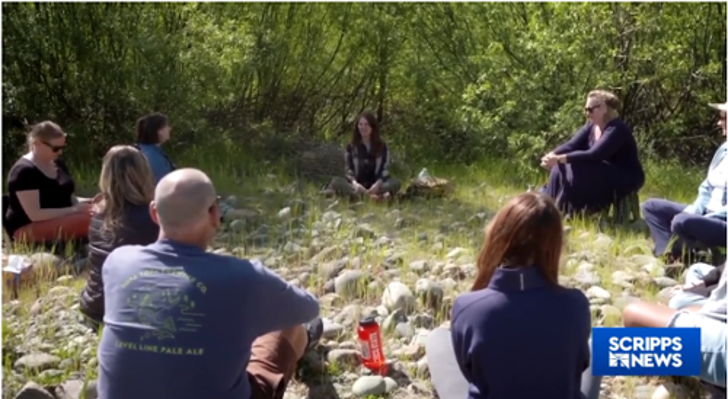 Scripps News at a forest therapy session