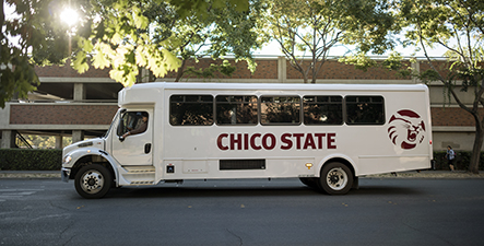 "Chico State" bus awaits students