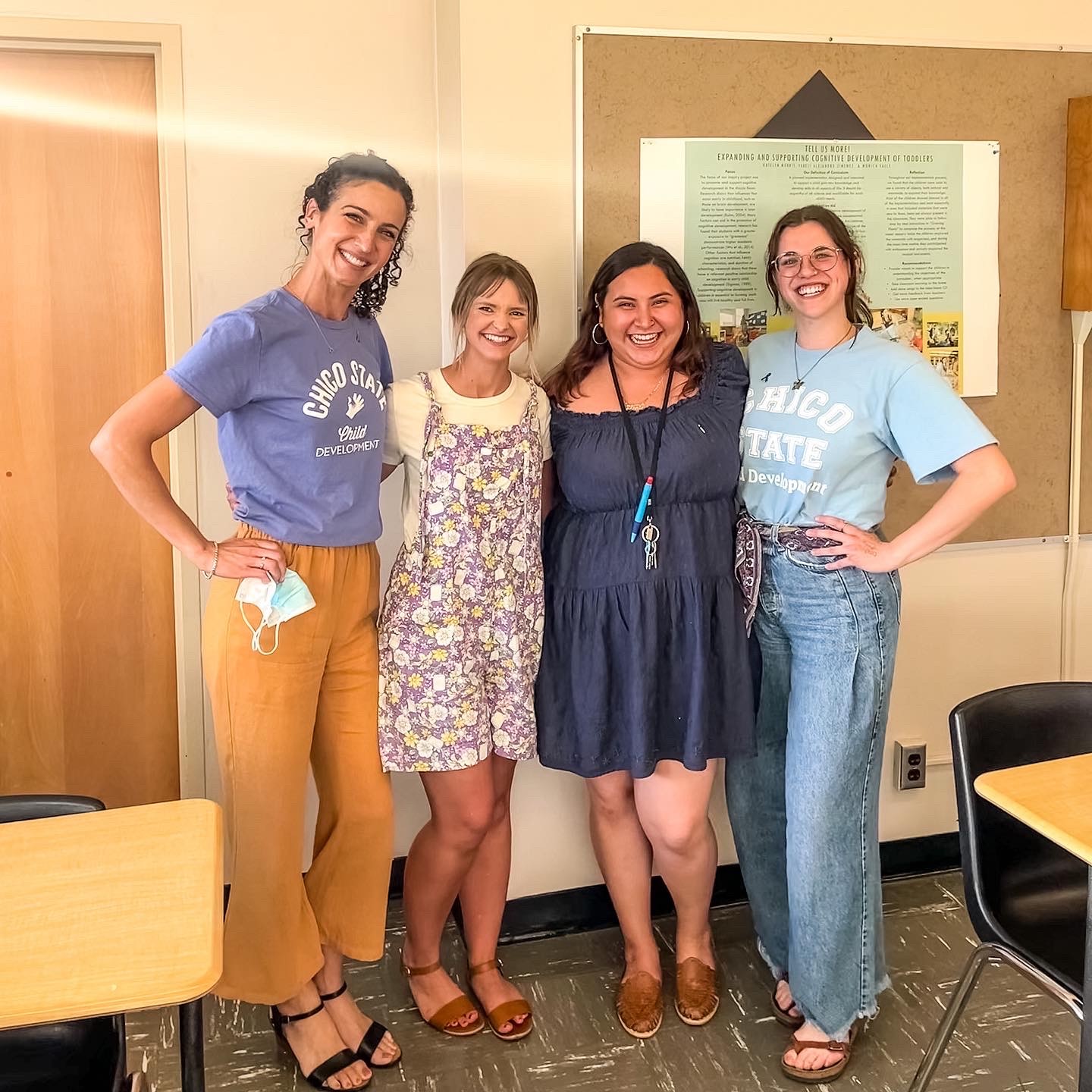 Dr. Lindsey Nenadal with former students and CDSA officers Natalie Rosander, Elenie Perez, and Alyssa Telles.