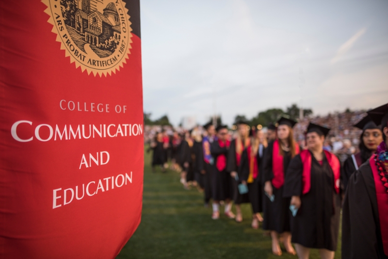 Communication and Education banner with graduates