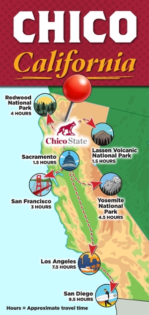 cartoon map of state parks in California 