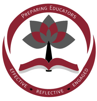Logo for Education Preparation Provides Unit in Chico State's colors, red and gray.  The image shows a tree behind and open book. A circle around the image says "Preparing Educators: Effective, Reflective, Engaged"