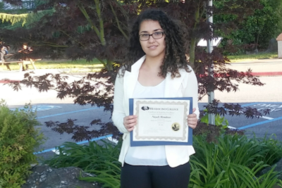 First recipient of the Fred and June Lucchesi Memorial Accounting Scholarship, Nayeli Mendoza.