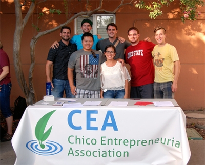 Students from the Chico Entrepreneurial Association posing for a photo.