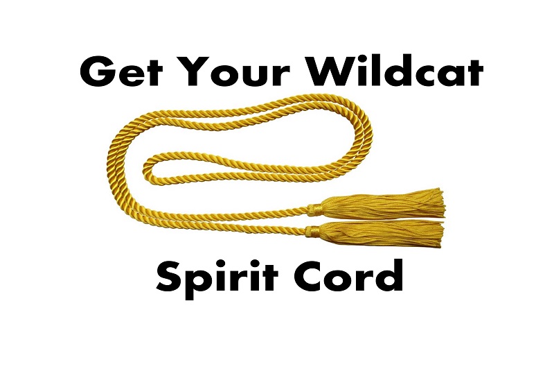Text: Get your Wildcat spirit cord. Image: spirit cord