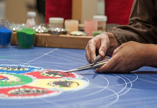 colorful Mandala being created