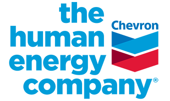 Blue and red chevron logo with the saying the human energy company