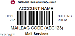 Mailbag Barcode with description of values