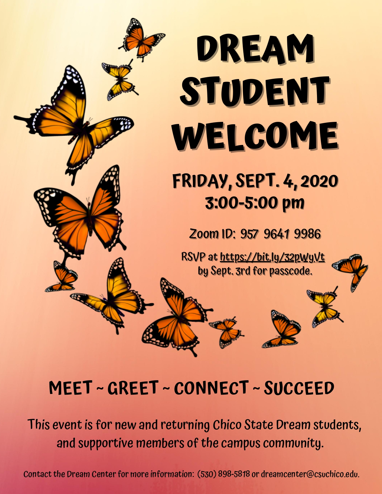 dream student welcome friday sept 4 2020 3 – 5 p.m. Zoom ID: 95796419986