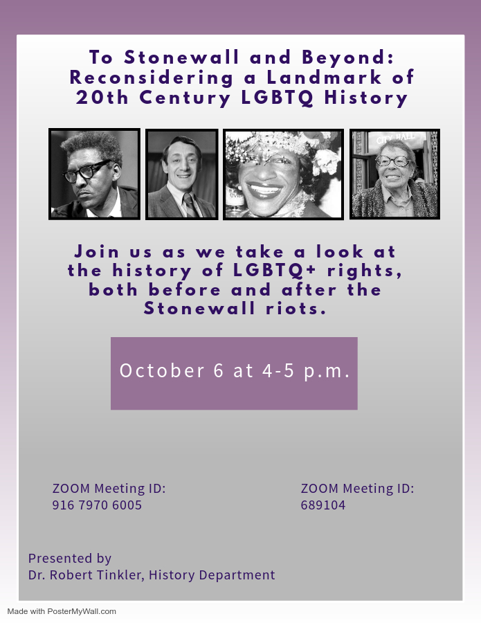 LGBTQ event. October 6th at 4pm. Please contact the Office of Diversity and Inclusion at 530-898-4764 for more information.