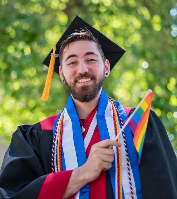 graduating student showing pride