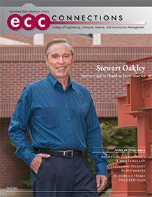 Cover shows Stewart Oakley posing near O'Connell Technology Center