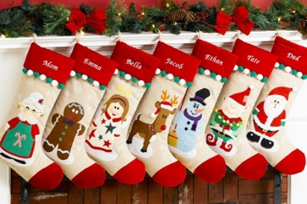 Stockings hanging over a fire place