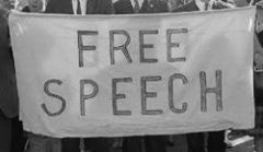 A free speech banner.