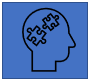 Person with puzzle pieces in their head icon to represent psychology. 