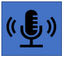 Digital microphone icon exuding sound bars.