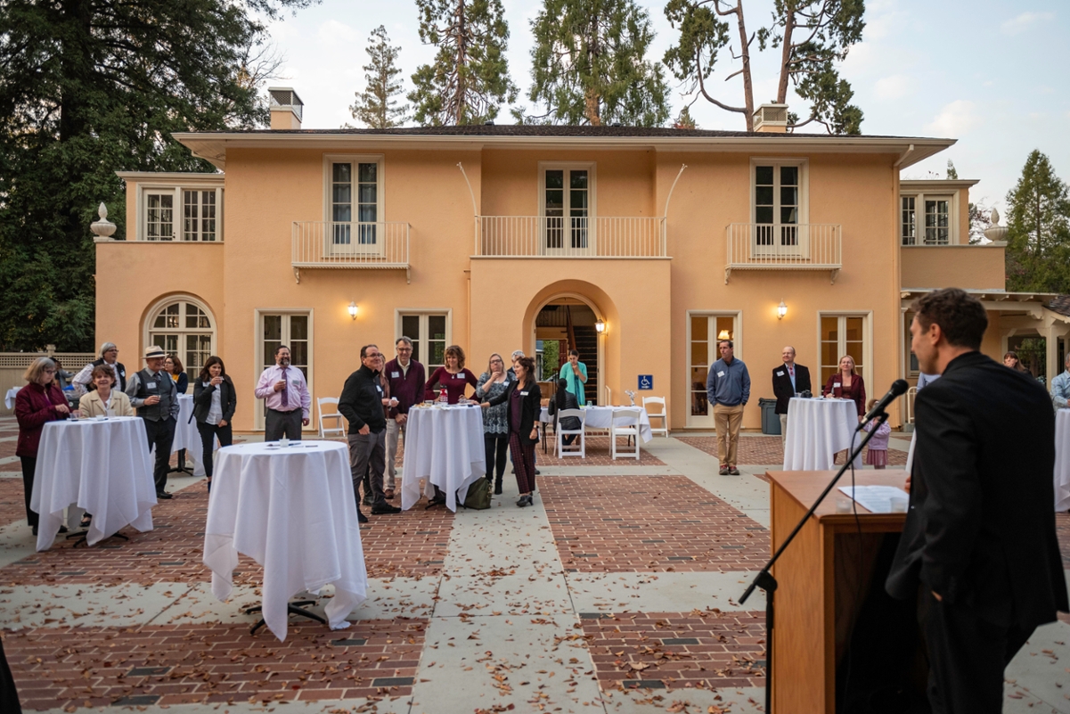 faculty socializing during the 2019 Newly Promoted Faculty Reception.