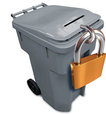 trash bin with lid locked