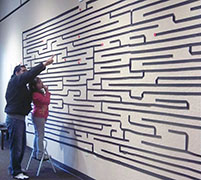 A wall maze at the Brain Teasers 2 exhibit