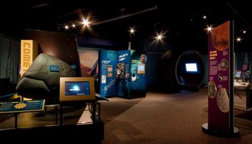 The Great Balls of Fire exhibit with different interactive stations