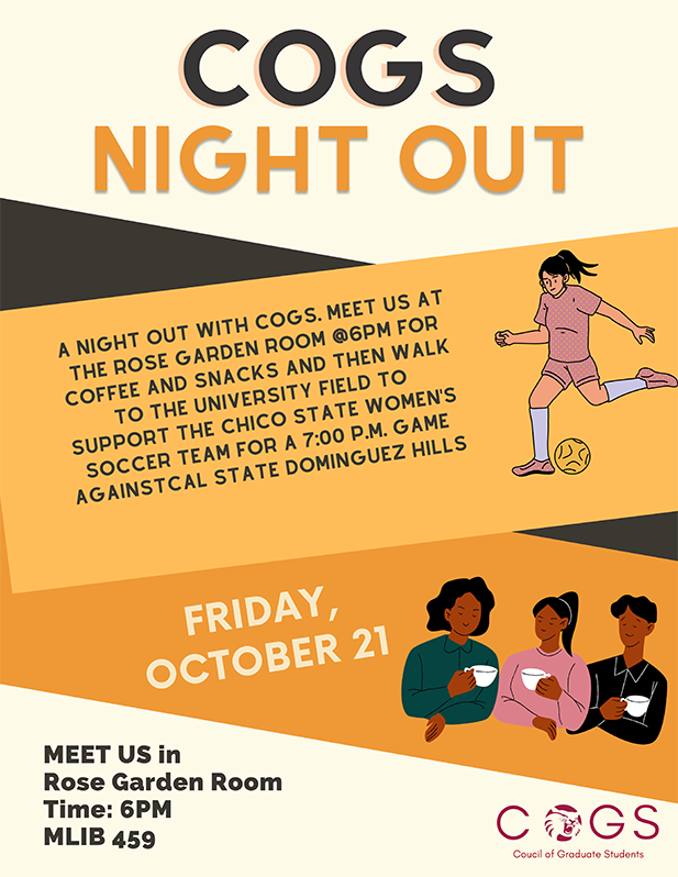Join COGS in a Night Out on Friday, October 21 at the Rose Garden Room at 6 p.m.