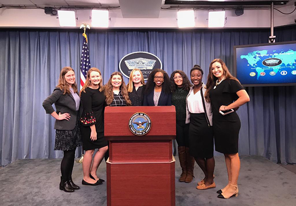 Ashira Soloman and other students at the Pentagon, Washington DC