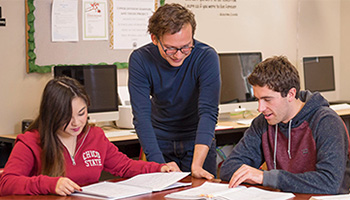 Students study in the Honors Program office