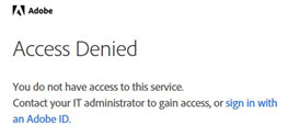 Message states Access Denied