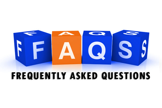 Block letters that spell FAQs