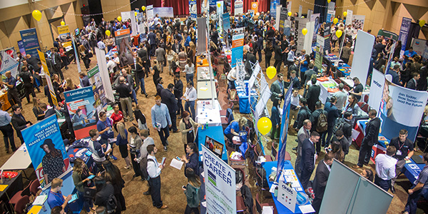 Overhead view of career fair event at CSU, Chico
