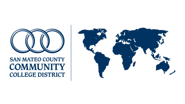 San Mateo logo with global map alongside 