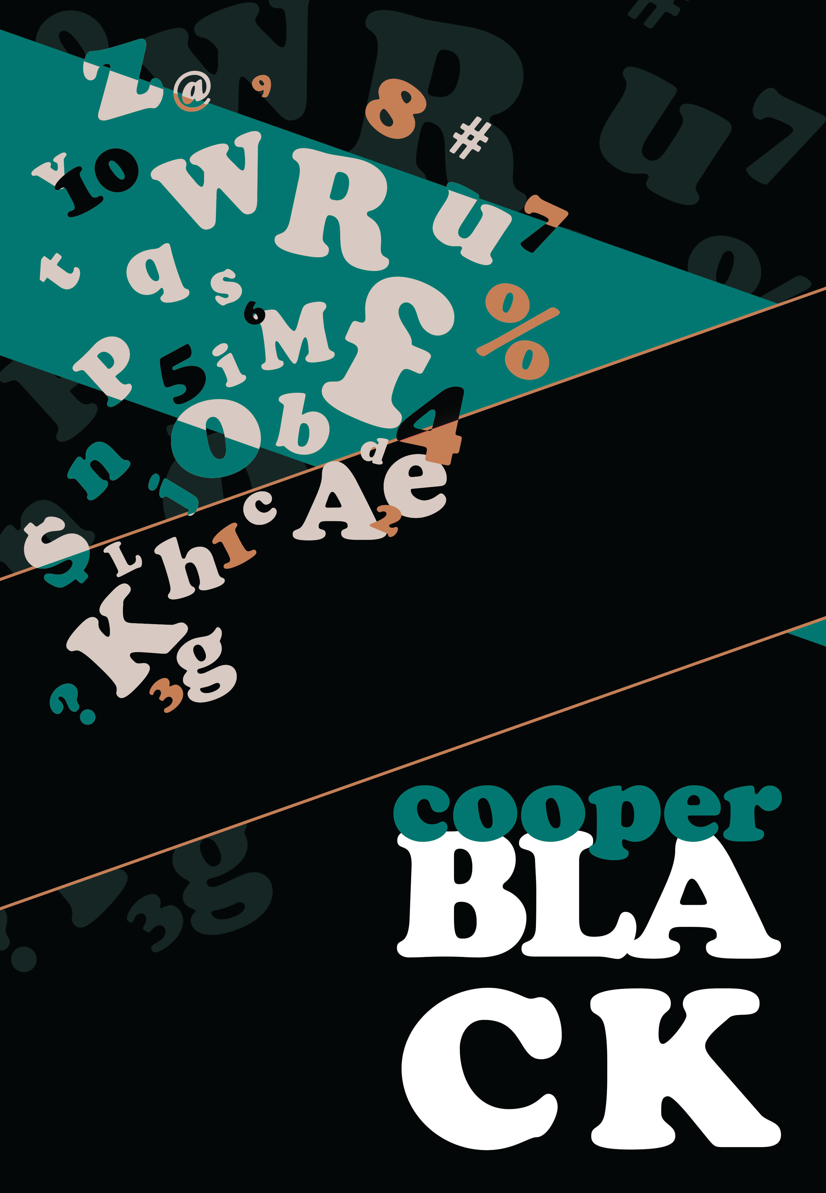cooper Black poster with letters, numbers, and symbols on upper left corner