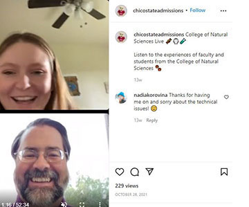 dean and student on instagram live