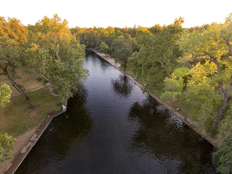aerial view of Sycamore Pool in Lower Bidwell