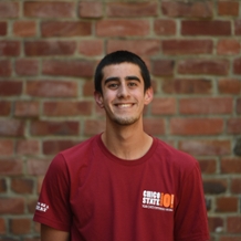 Orientation Staff Member in a red shirt