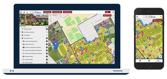 desktop & mobile view of the interactive parking map