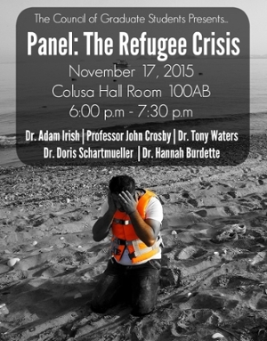 The refugee crisis, panel flyer.