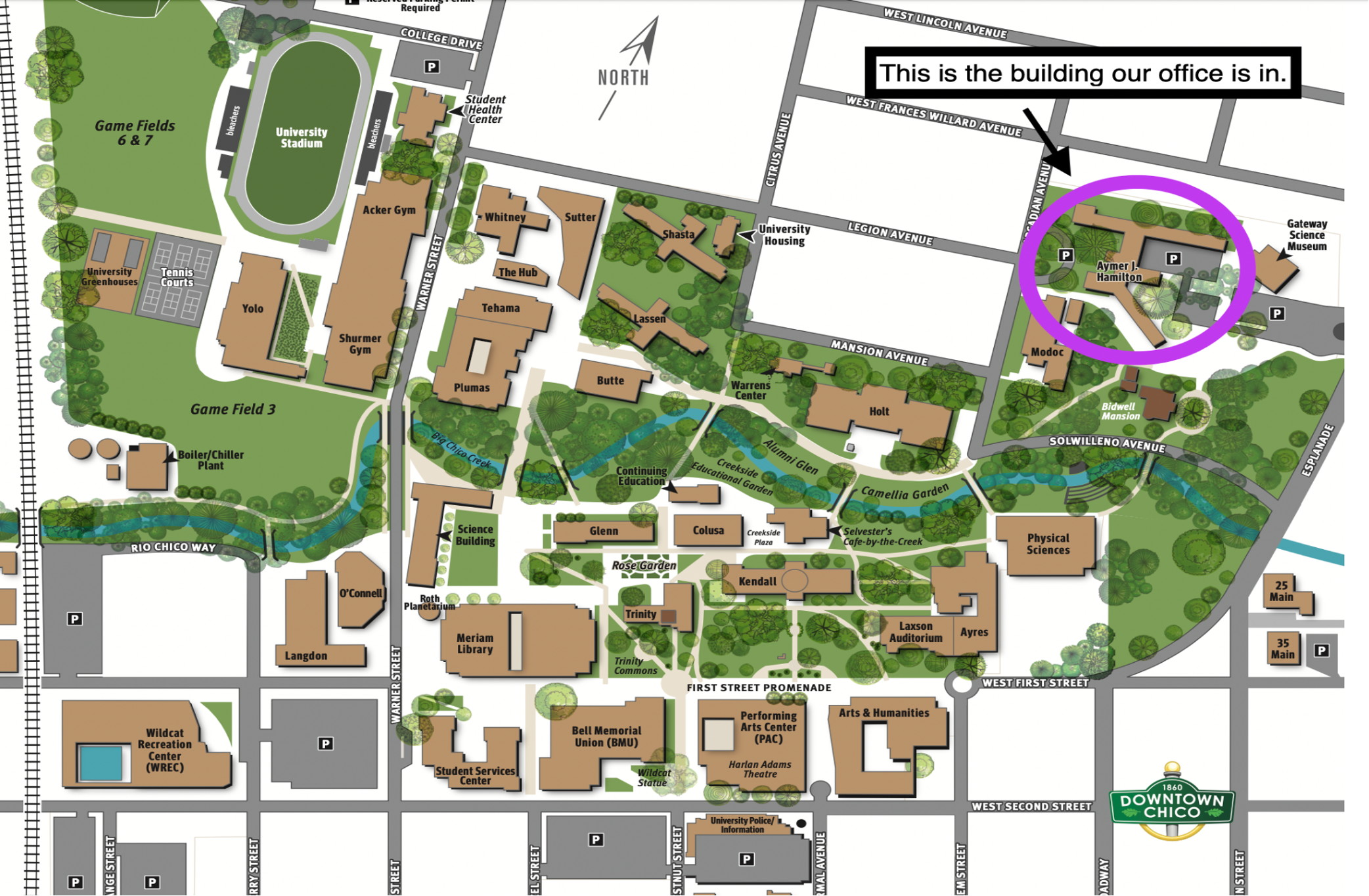 CTC location on a map of campus