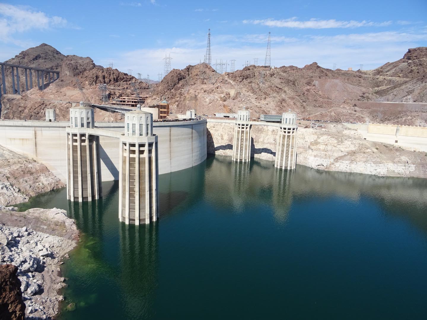 Hoover dam with low water levels